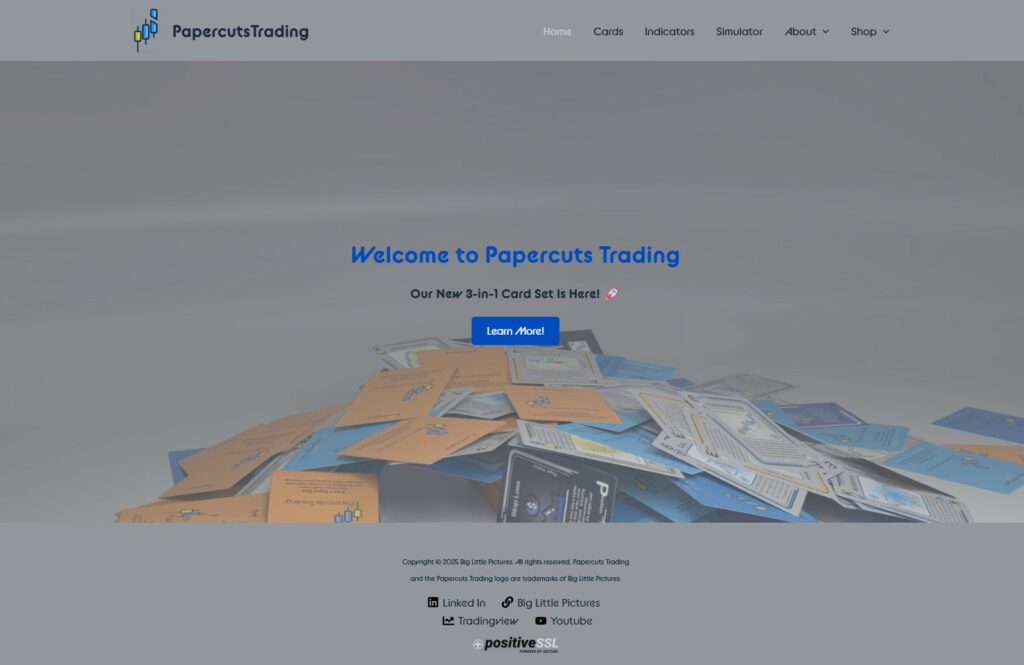 Papercuts Day-Trading Card Set Website