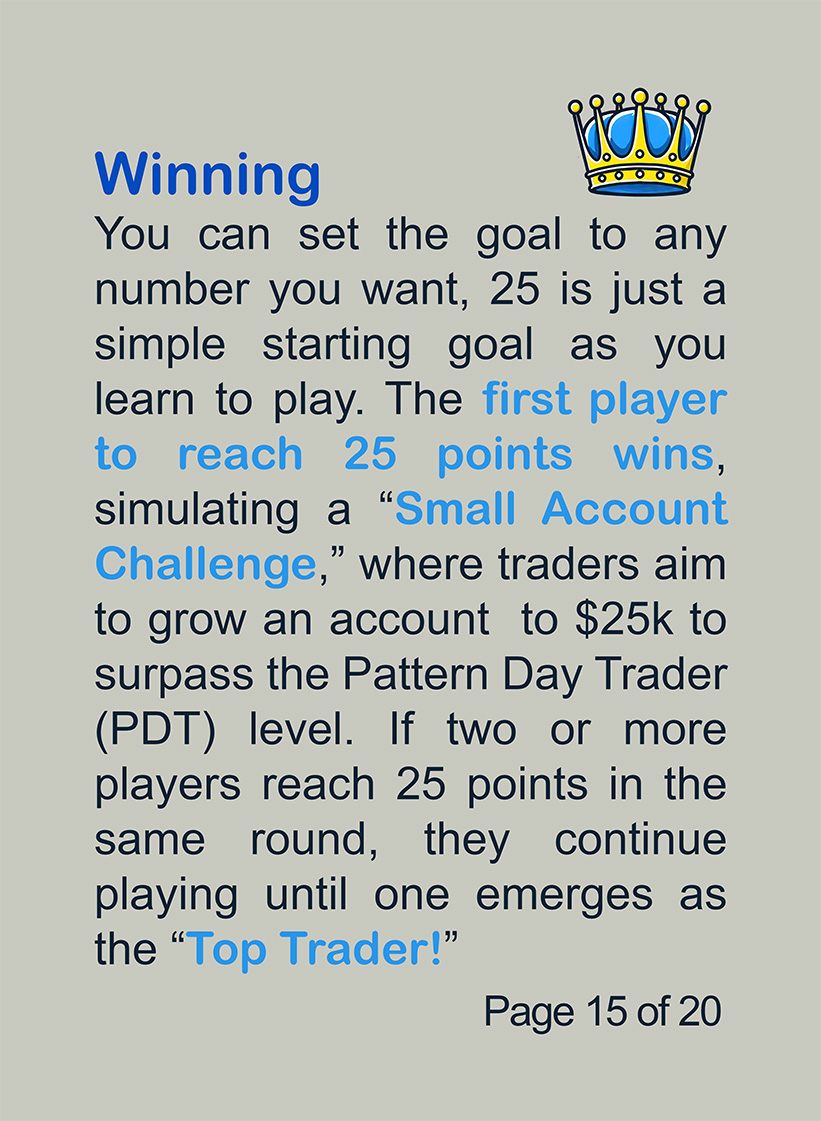 Page 15 of 20. Winning rules with 25 point goal and Top Trader outcome in Papercuts Trading